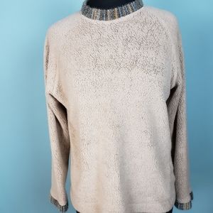 Vintage Fleece Long Sleeve Pullover Top, Size L